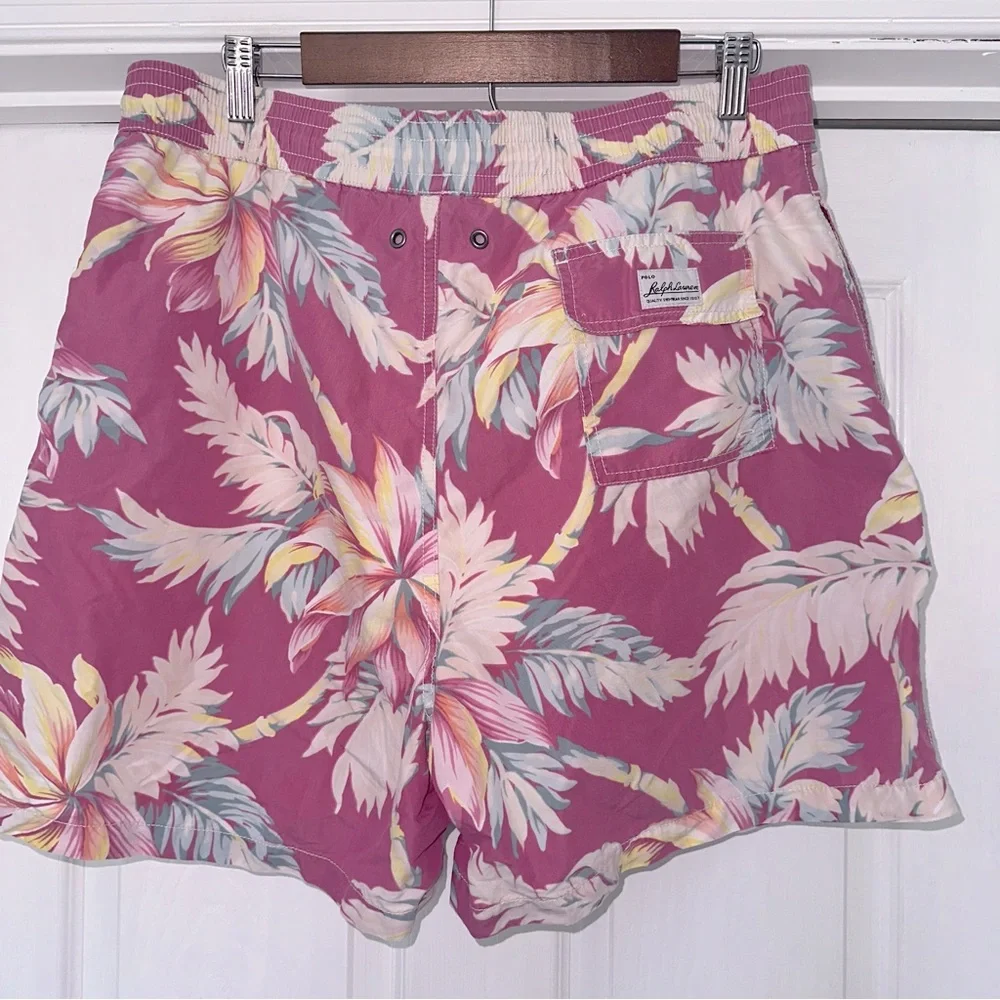 Polo Ralph Lauren Swim Trunks Floral XXL Pink Board Shorts vintage Mens